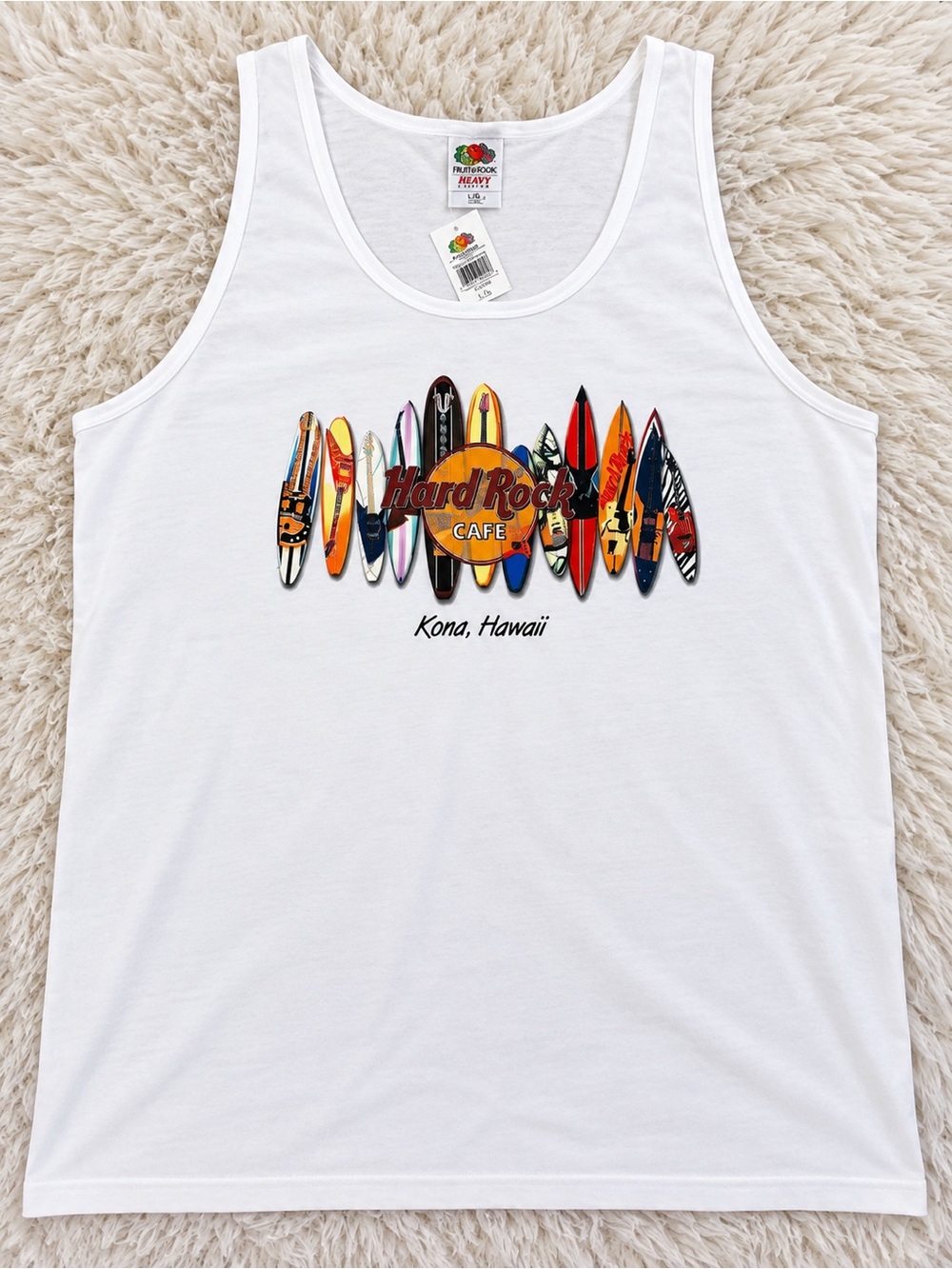 NWT Vintage Hard Rock Cafe Kona Hawaii Surfboard Graphic Tank Top White Size XL